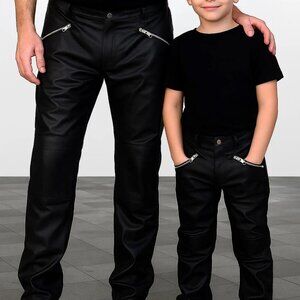 Men's New Black Leather  Pants Slim Fitted 34 Waist Real Leather Pants